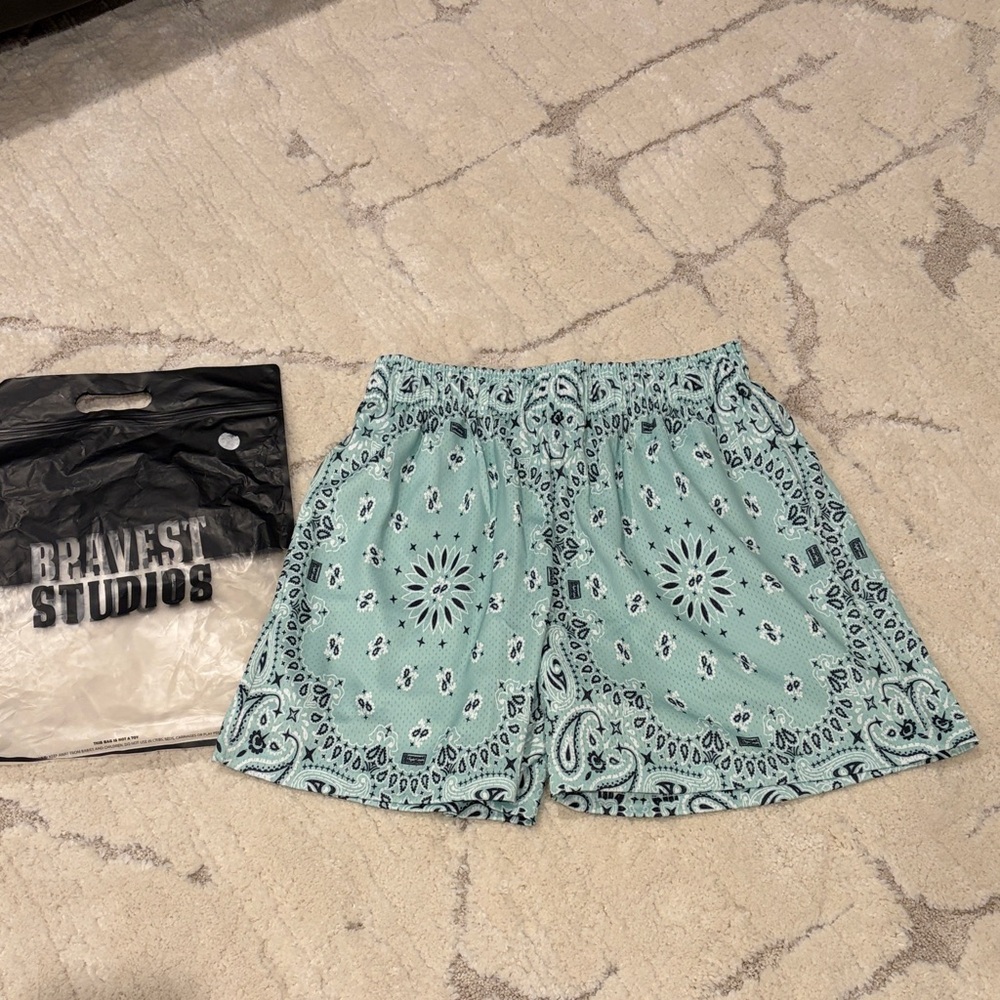 Bravest Studios Teal Paisley Shorts